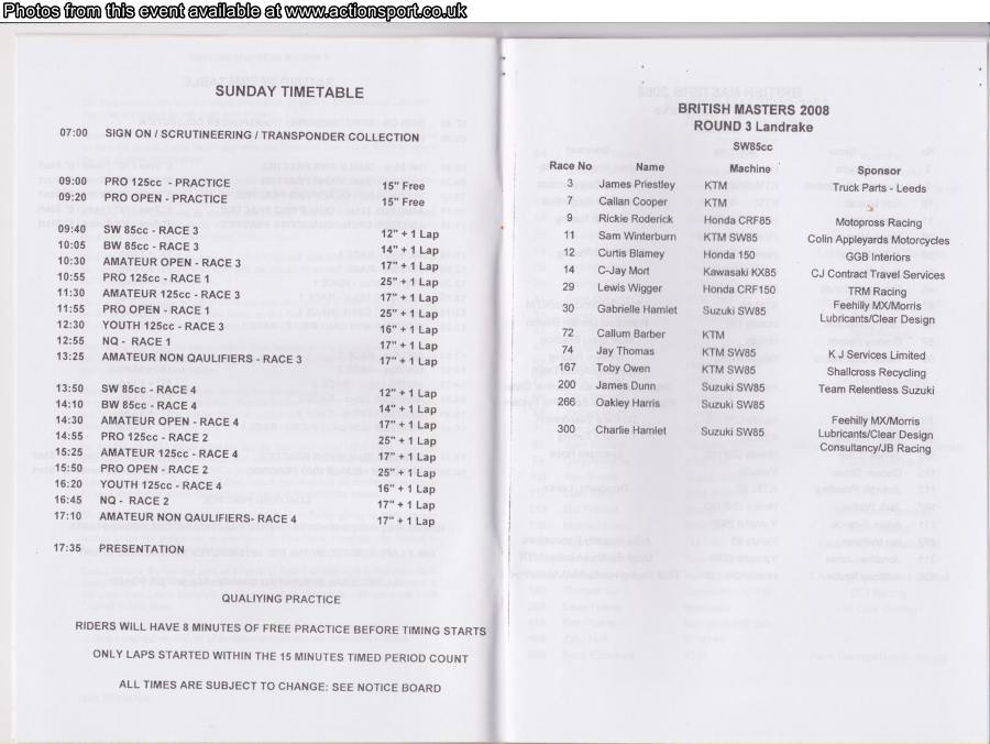 Event programme page
